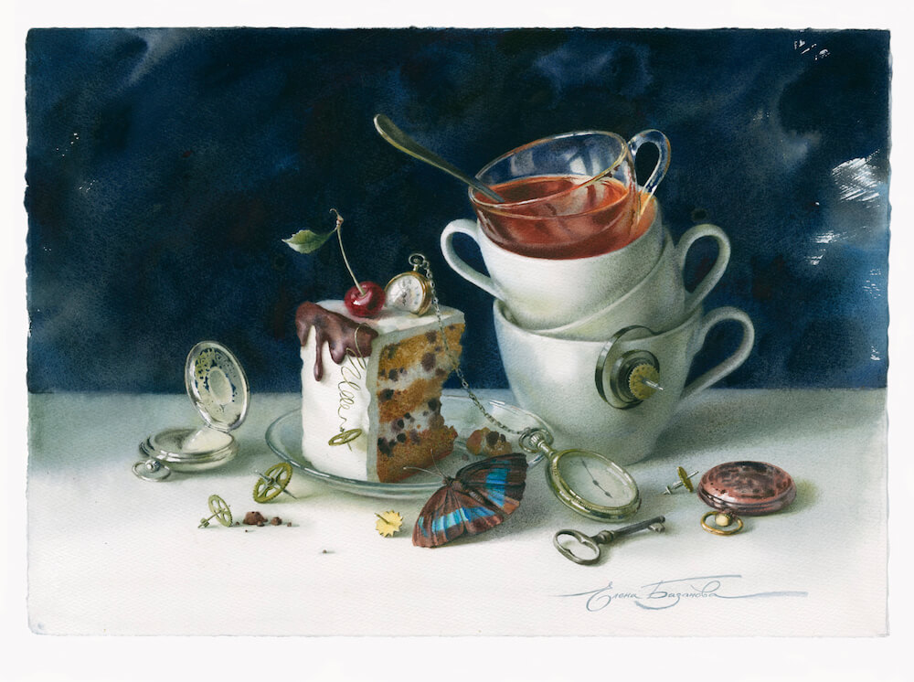 Mad tea party in watercolor