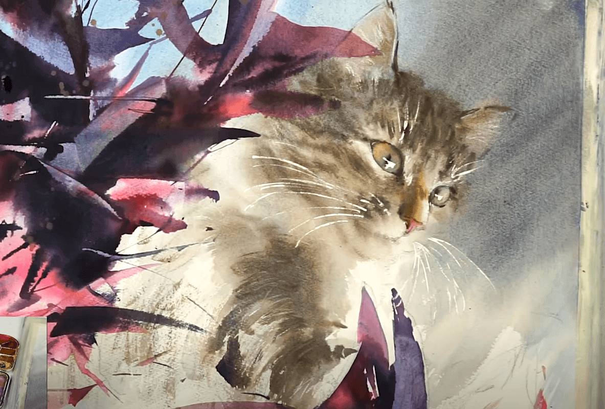 Рисуем котиков акварелью